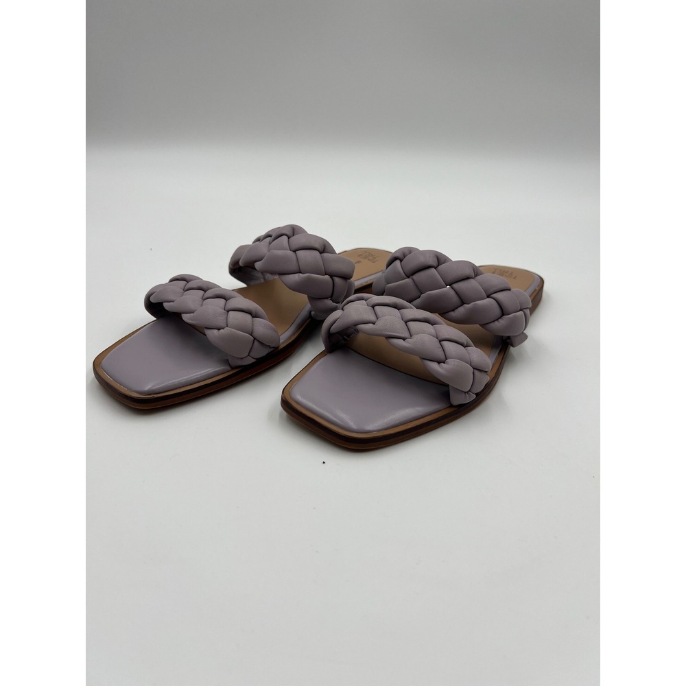 Time and Tru Womens Braided Slide Sandals Lavender Purple Size 9 Memory Foam